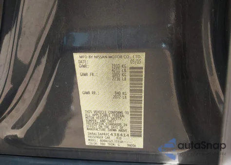 2015 Nissan Altima 2.5/2.5 S/2.5 Sl/2.5 Sv from USA, damaged, VIN 1N4AL3AP4FC438414